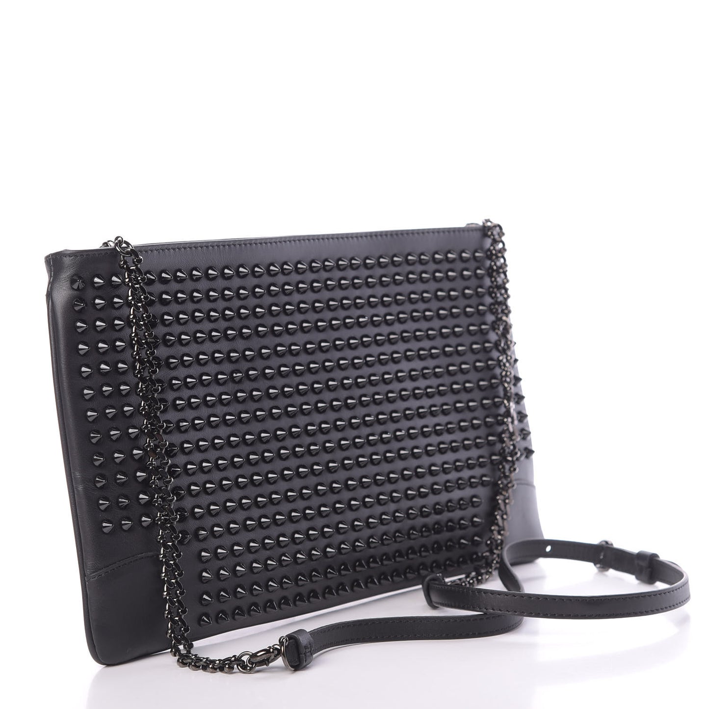 Calfskin Studded Loubiposh Clutch Black