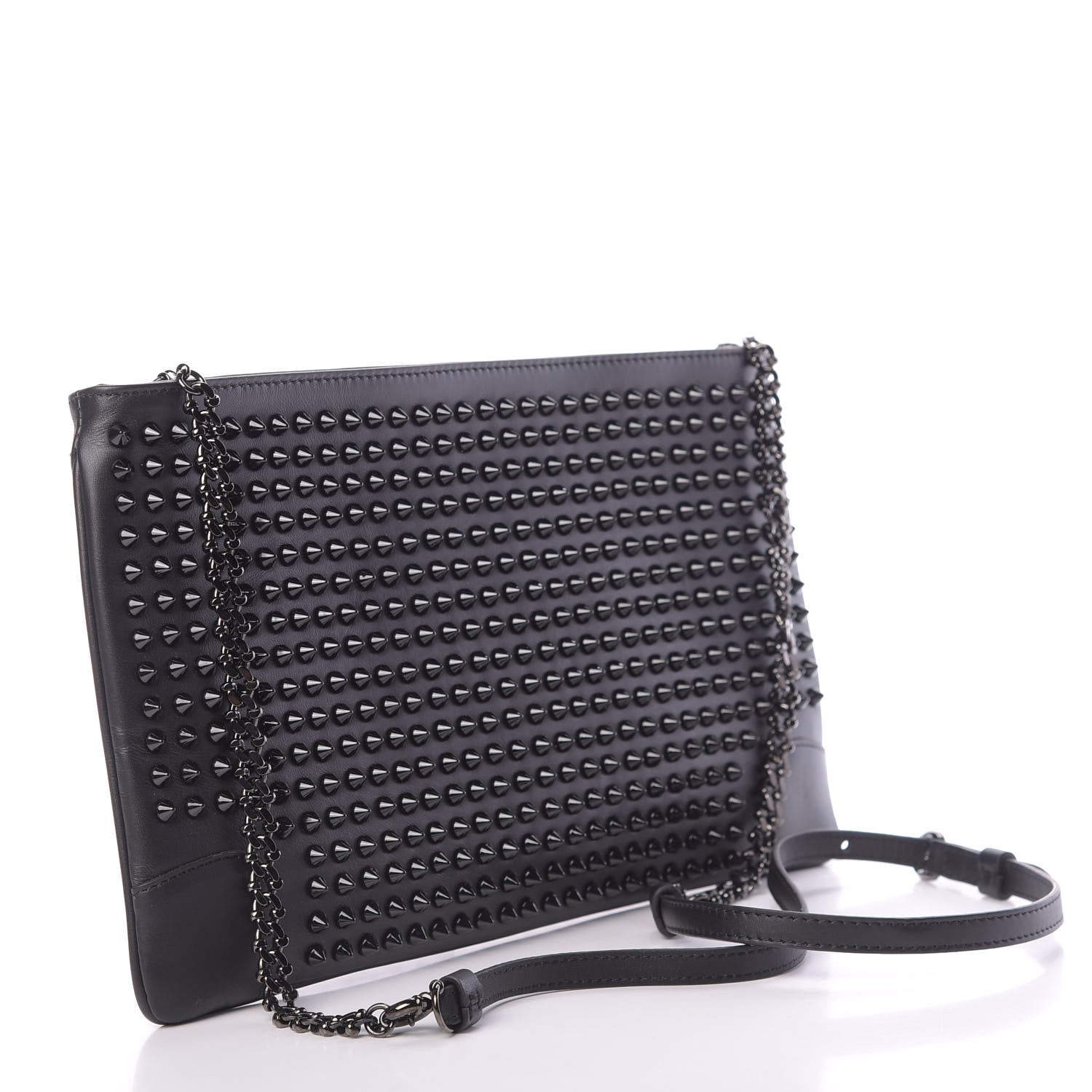 Christian Louboutin Calfskin Studded Loubiposh Clutch Black 3 of 11