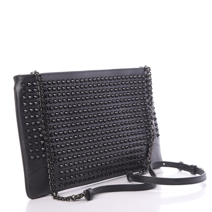 Christian Louboutin Calfskin Studded Loubiposh Clutch Black 3 of 11
