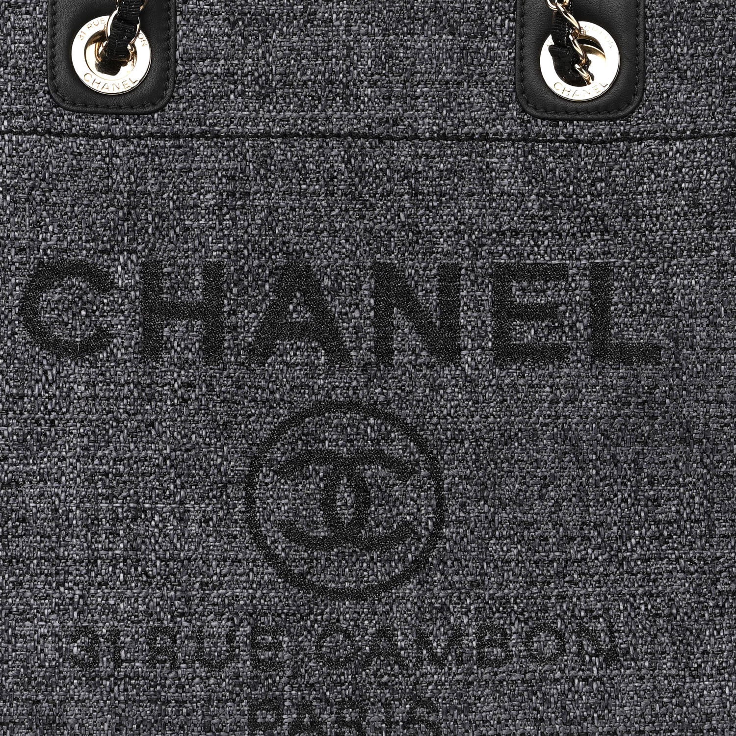 Chanel Woven Straw Raffia Small Deauville Tote Charcoal 8 of 10