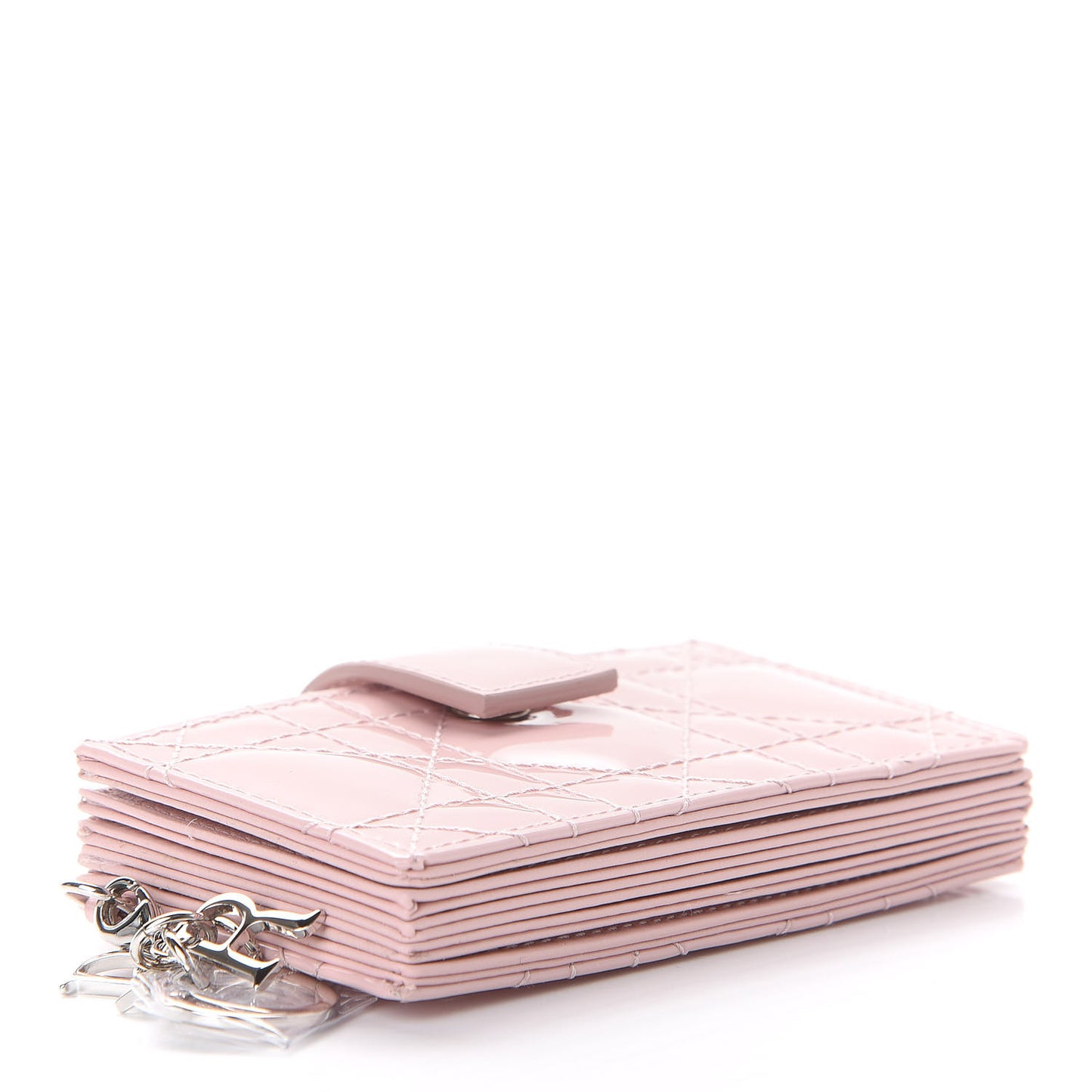Patent Cannage Lady Dior 5-Gusset Card Holder Pink