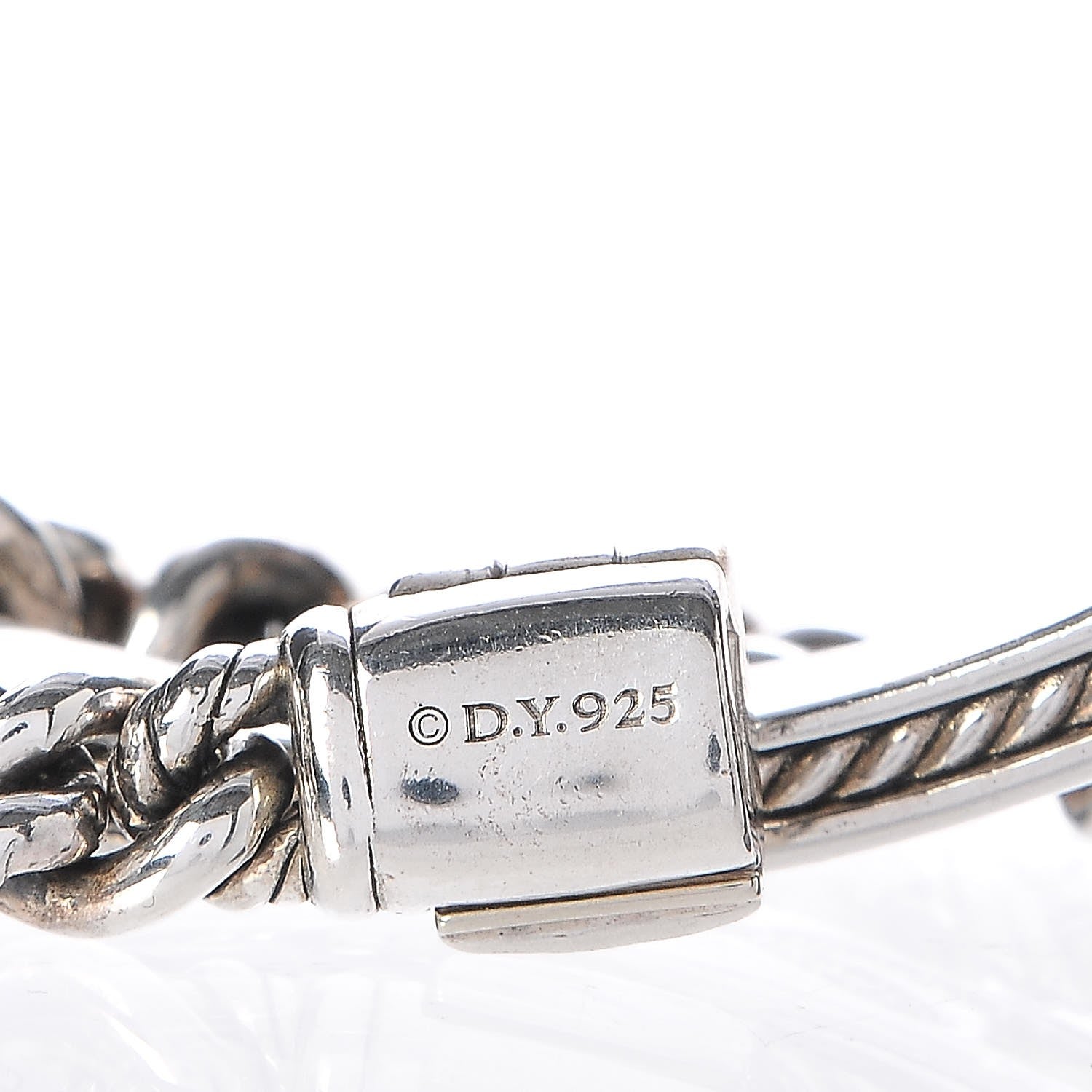 David Yurman Sterling Silver Diamond 7mm Petite Pave Curb Link Love ID Bracelet 5 of 6