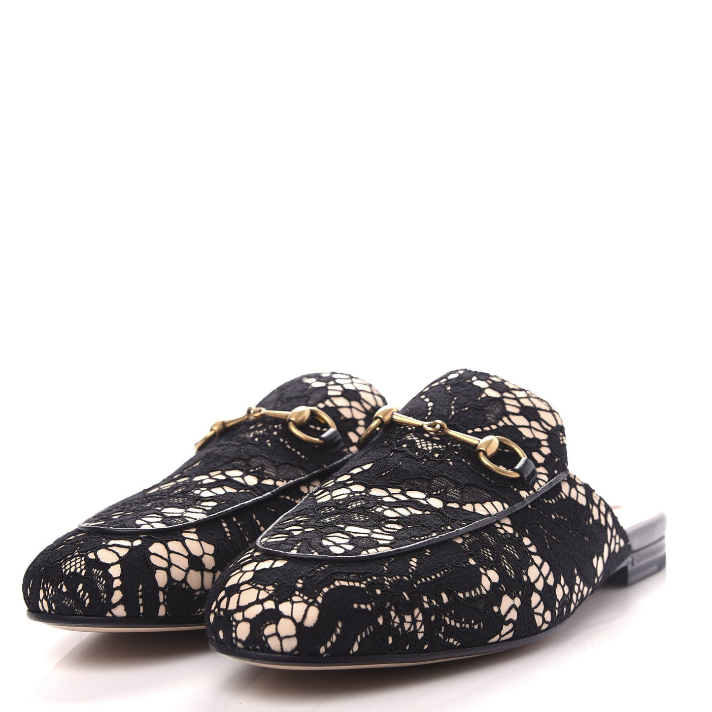 Lace Malaga Kid Womens Princetown Slippers 38.5 Black Skin Rose