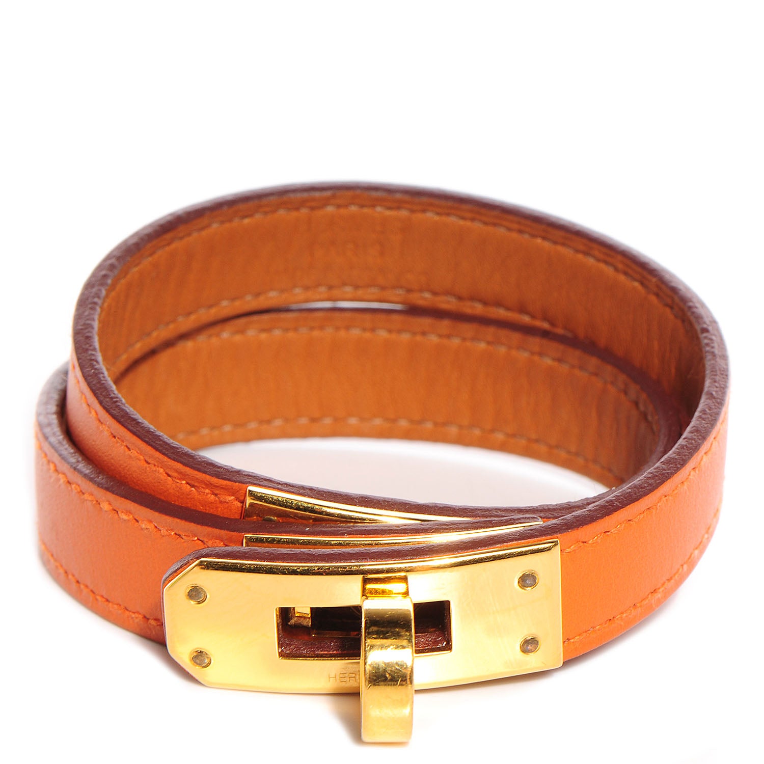 Hermes Chamonix Kelly Double Tour Bracelet Small Orange 1 of 7