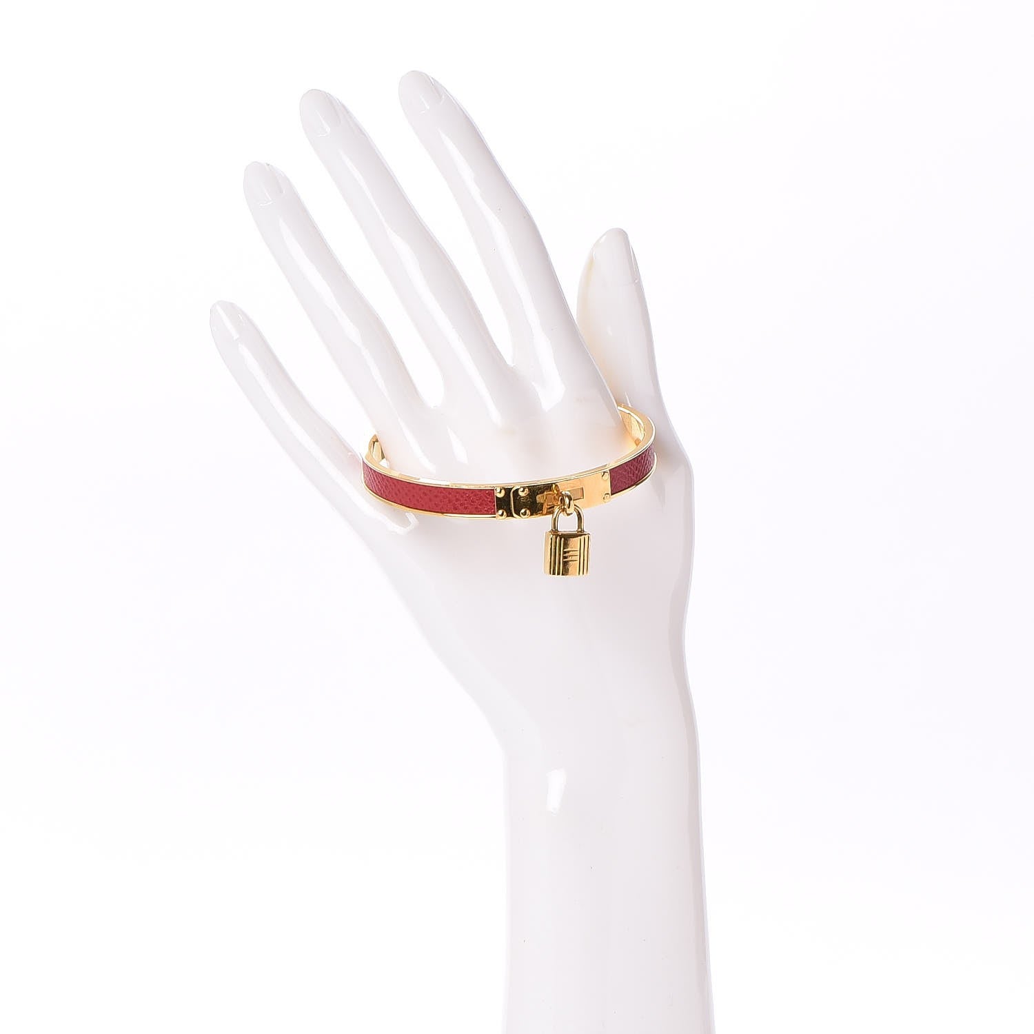 Hermes Epsom Kelly Lock Cadena Bracelet Rouge Casaque 2 of 4