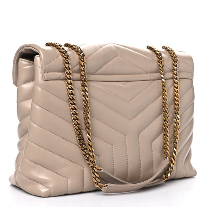 Saint Laurent Calfskin Y Quilted Monogram Medium Loulou Chain Satchel Dark Beige 2 of 11