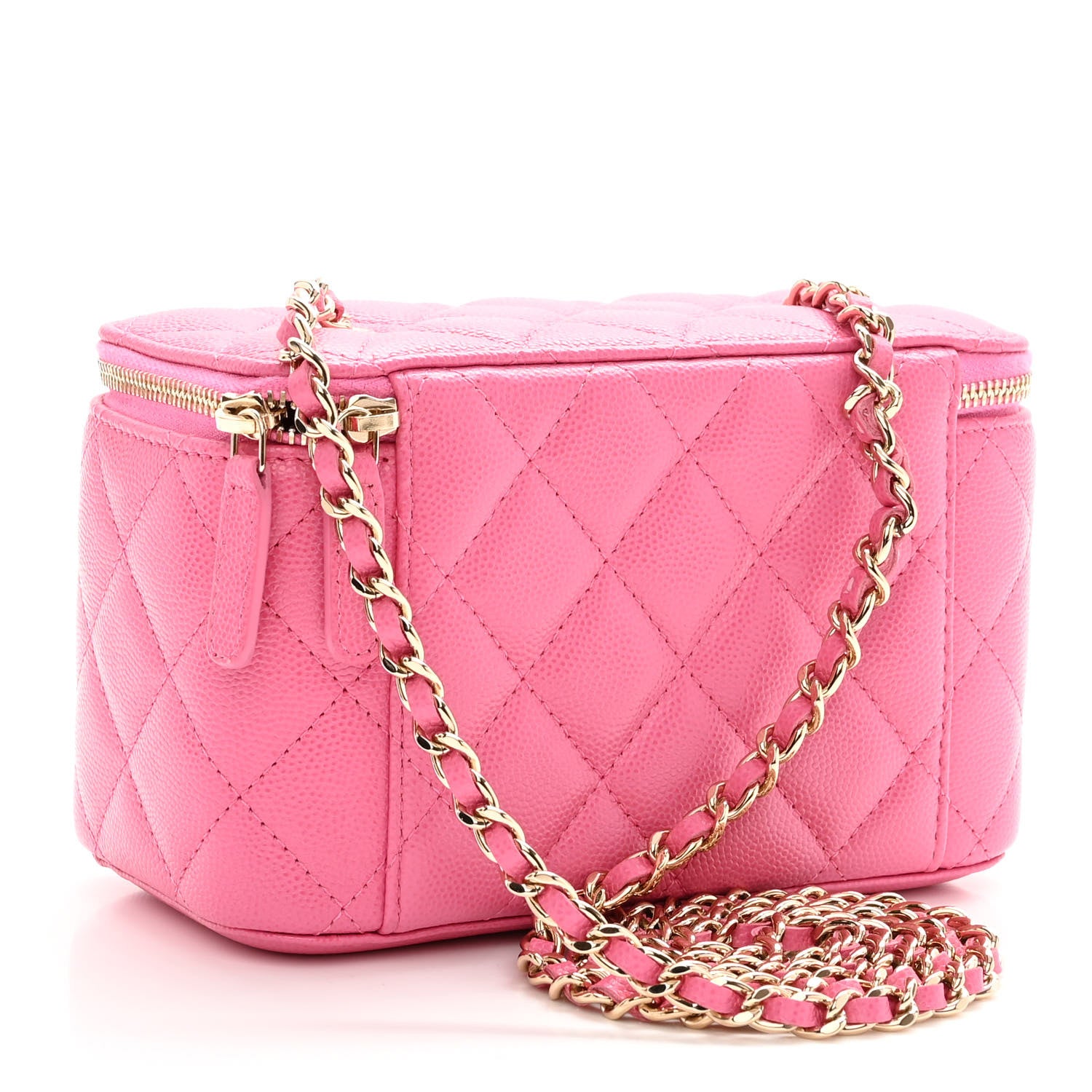 Chanel Caviar Quilted Small Vanity Case With Chain Pink 2 of 9