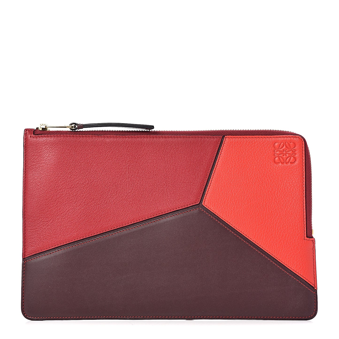 Calfskin Puzzle Flat Pouch Red