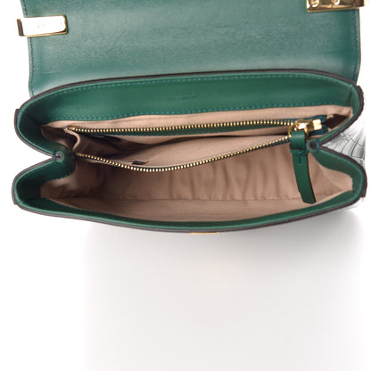 Chloe Calfskin Crocodile Embossed Small C Double Carry Woodsy Green 5 of 12
