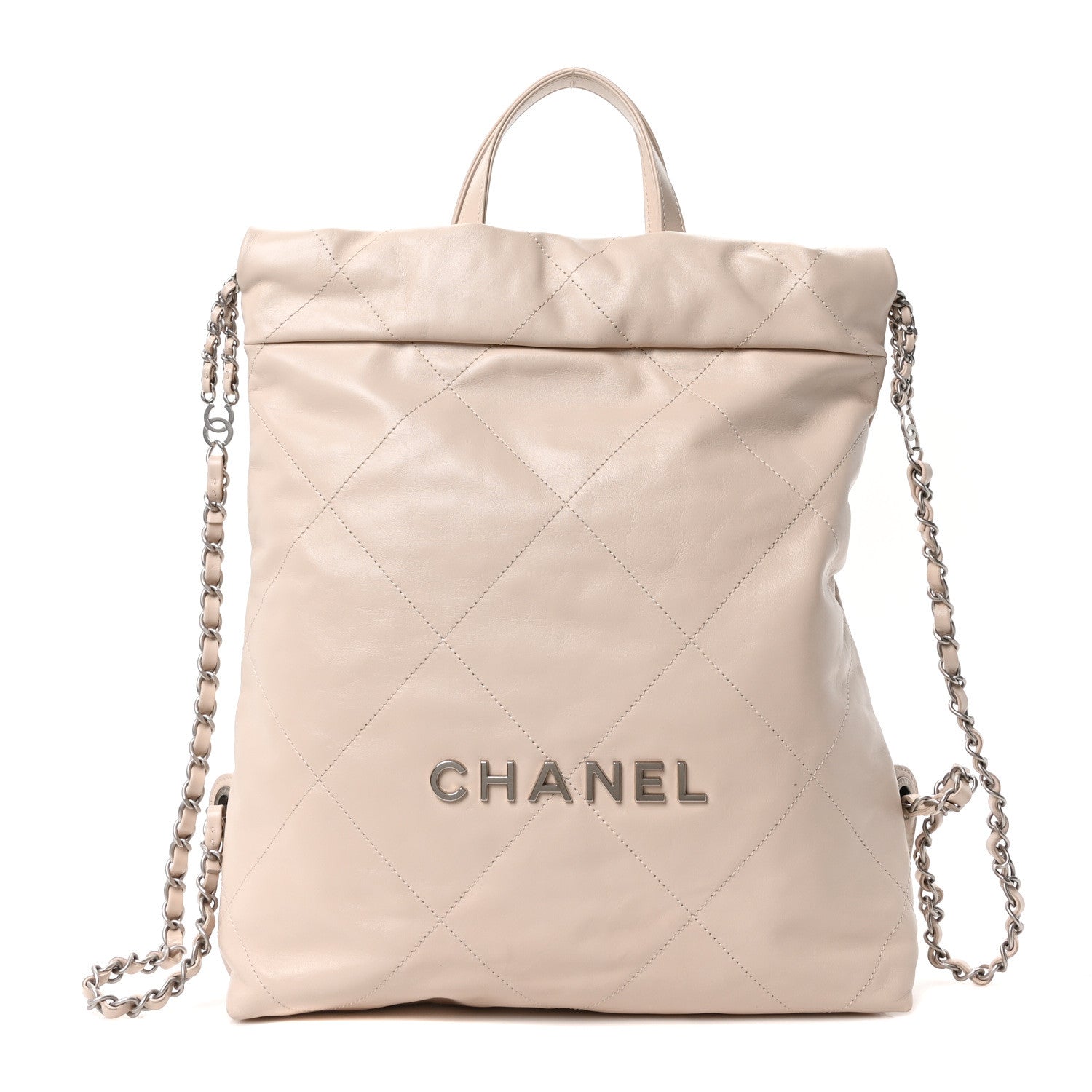 Chanel Shiny Calfskin Quilted Chanel 22 Backpack Beige 1 of 10