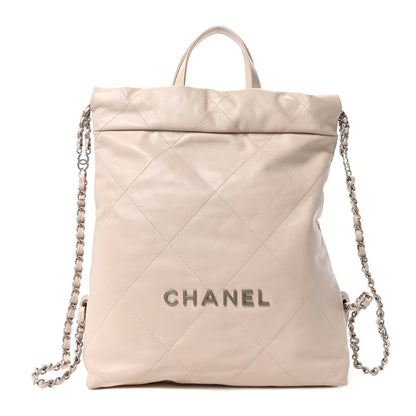 Chanel Shiny Calfskin Quilted Chanel 22 Backpack Beige 1 of 10