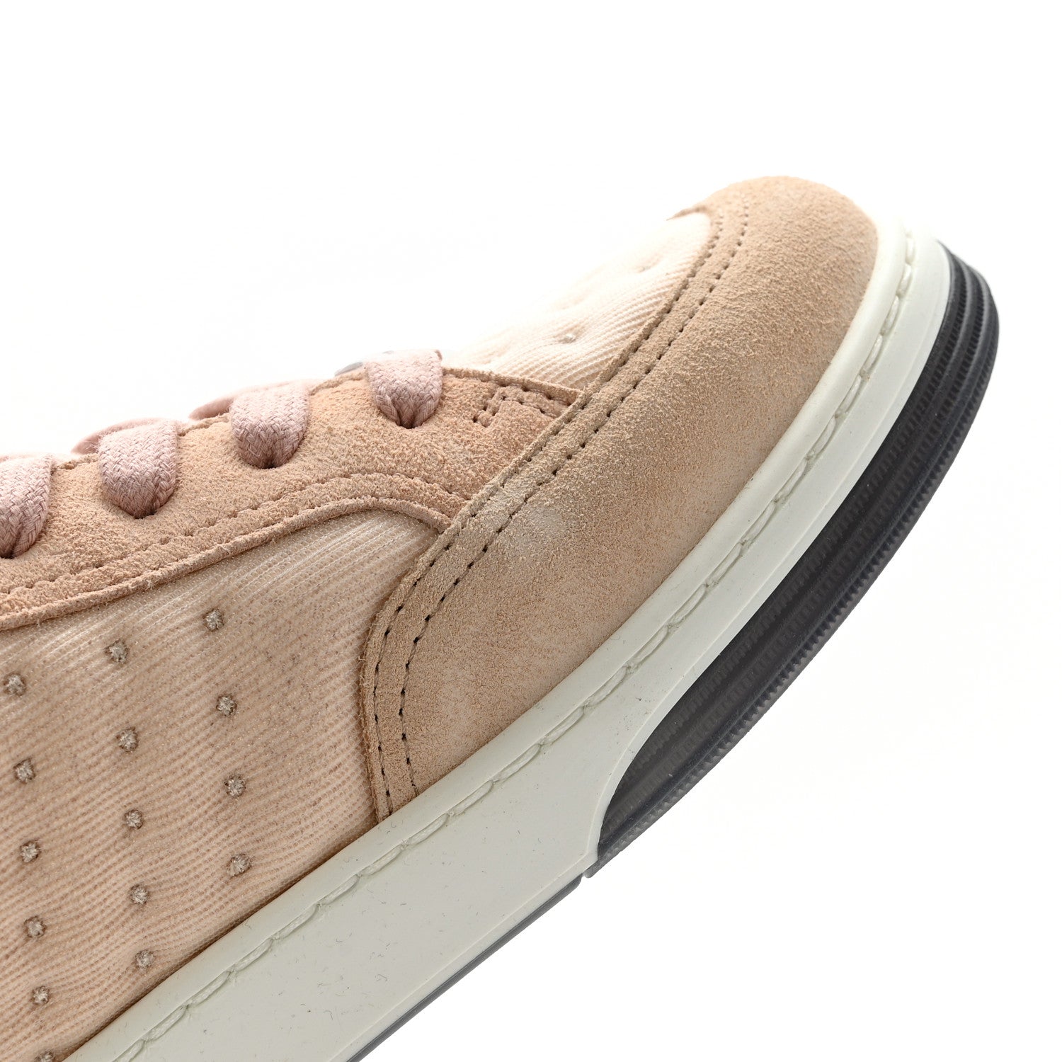 Chanel Fabric Suede Calfskin Logo Sneakers 36 Beige Pink 12 of 15