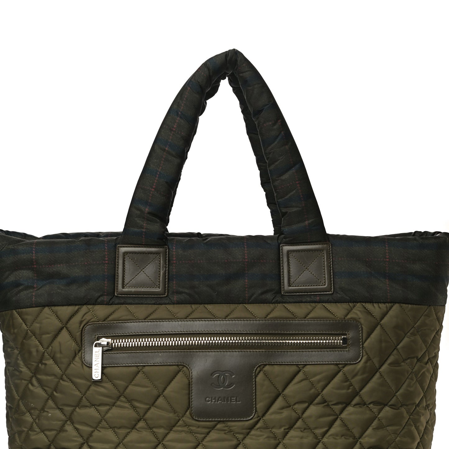 Nylon Quilted Medium Coco Cocoon Tote Khaki