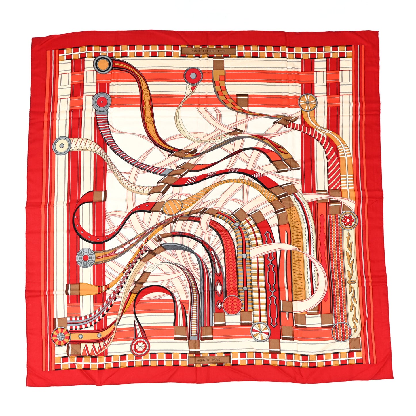 Cashmere Silk Voltes Et Pirouettes Shawl 140 Rouge Creme Beige