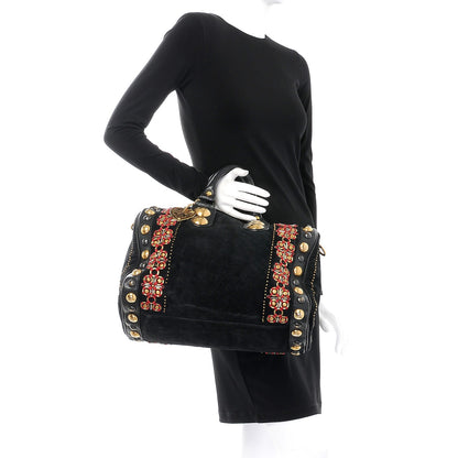 Gucci Suede Calfskin Large Babouska Studded Boston Black 2 of 15