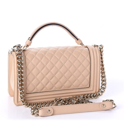 Chanel Calfskin Quilted Medium Top Handle Boy Flap Beige Clair 4 of 13