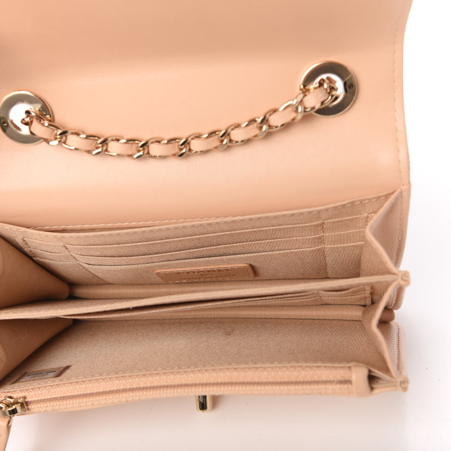 Chanel Lambskin Quilted Mini Trendy CC Wallet On Chain WOC Beige 5 of 11