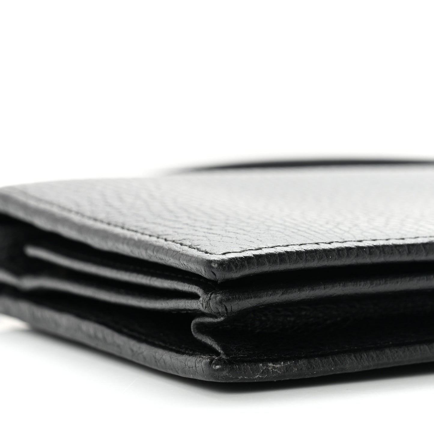 Dollar Calfskin Mini Swing Wallet Bag Black