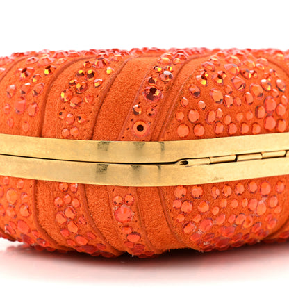Alexander McQueen Suede Crystal Britannia Skull Box Clutch Orange 10 of 14