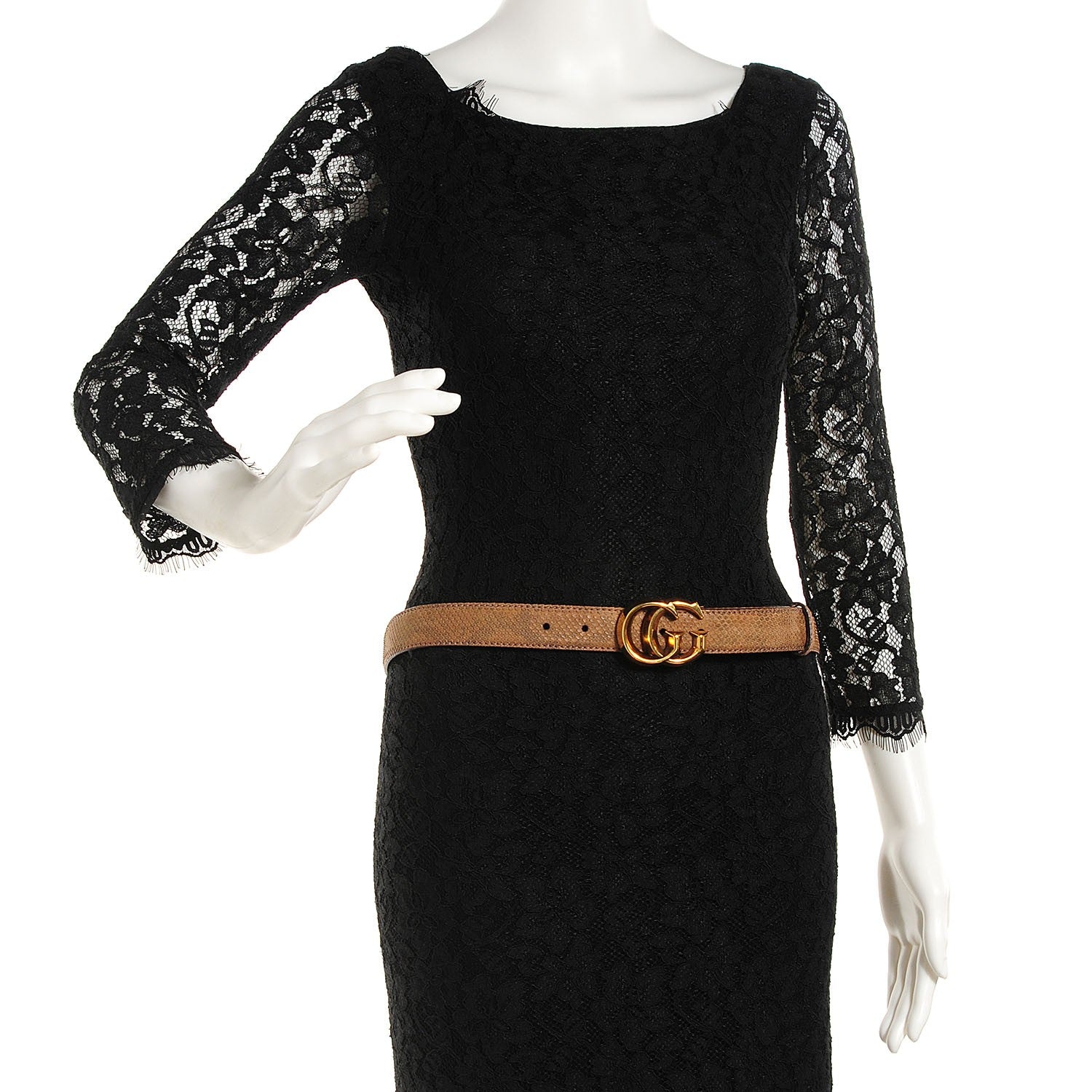 Gucci Python Sculpted GG Belt 85 34 Brown 9 of 14