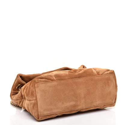 Saint Laurent Suede Calfskin Quilted Small Loulou Puffer Monogram Chain Satchel Cinnamon 4 of 9