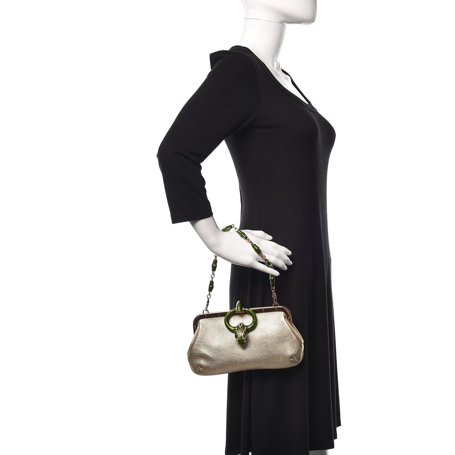Gucci Metallic Calfskin Jeweled Dragon Evening Bag Gold 2 of 14