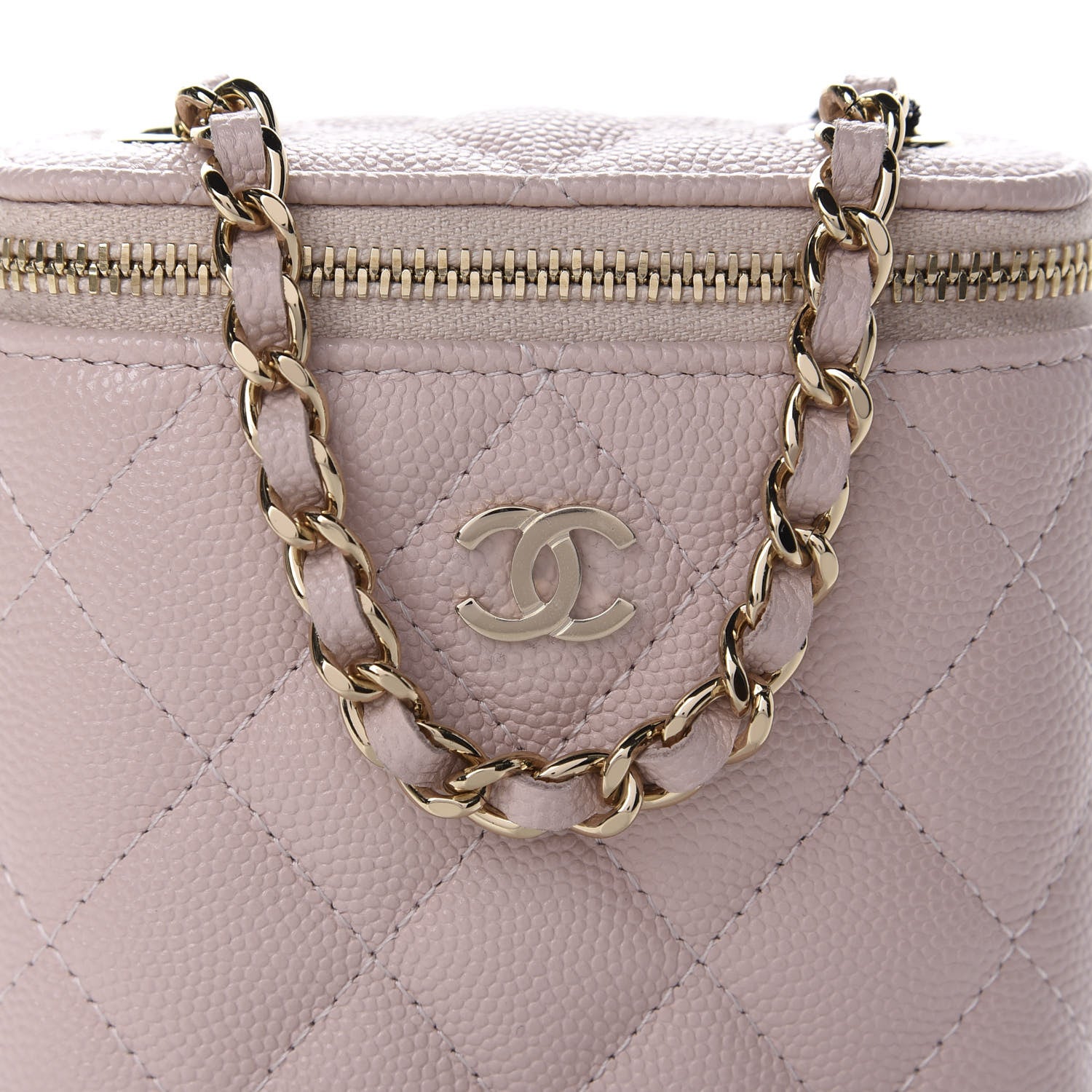 Chanel Caviar Quilted Small Vertical Coco Beauty Vanity Case With Chain Light Pink 10 of 11