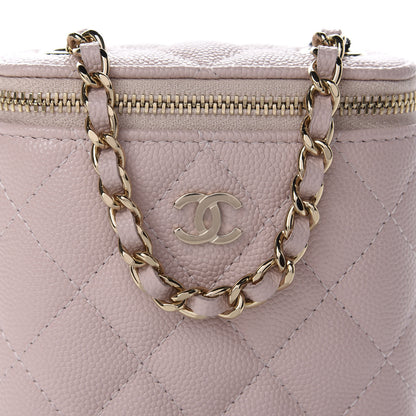 Chanel Caviar Quilted Small Vertical Coco Beauty Vanity Case With Chain Light Pink 10 of 11