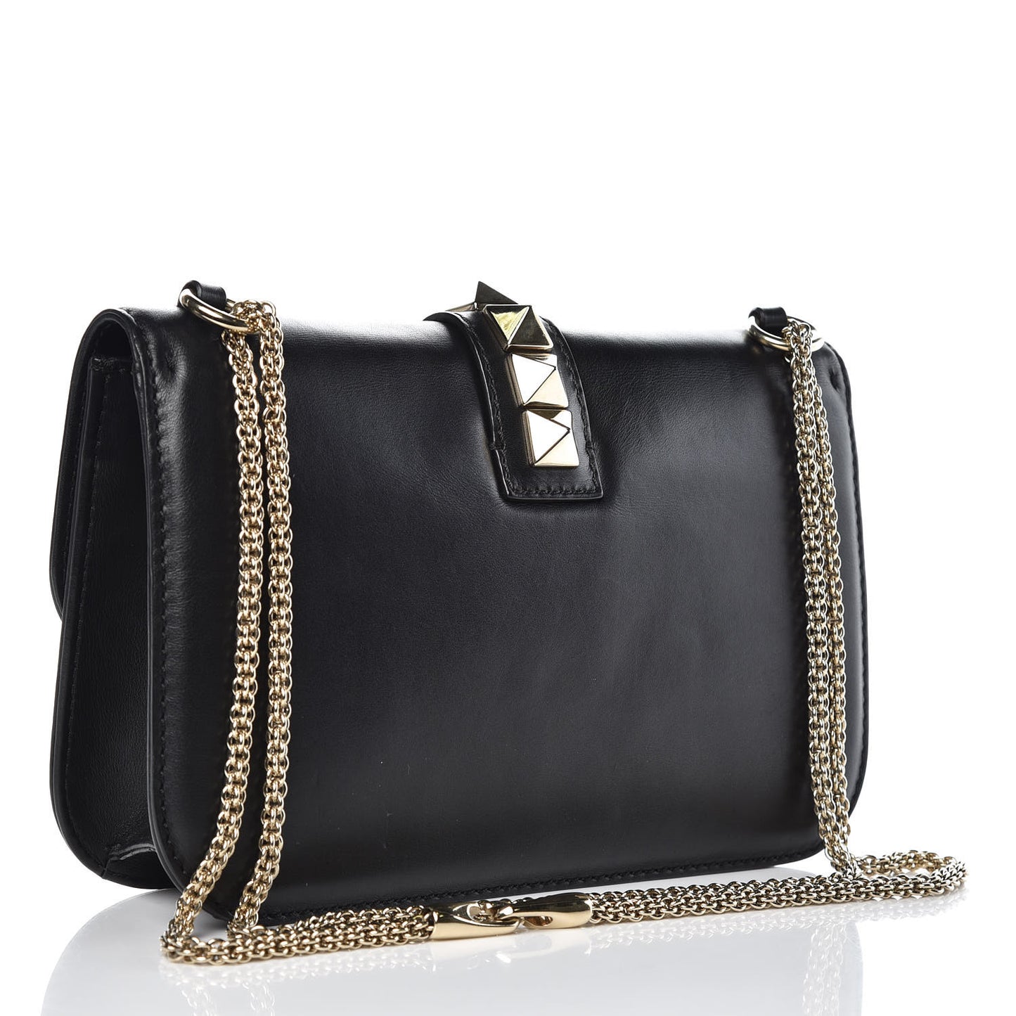 Vitello Medium Glam Lock Rockstud Flap Black