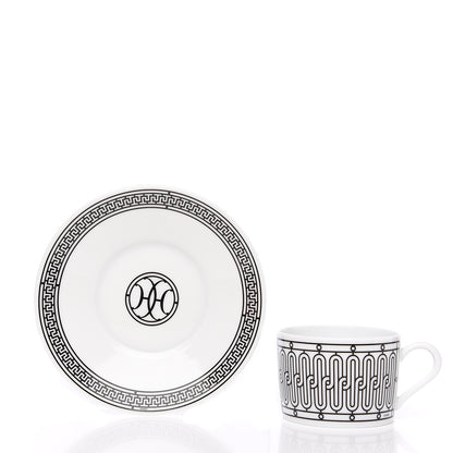 Hermes Porcelain H Deco Tea Cup And Saucer Set Of 2 2 of 5