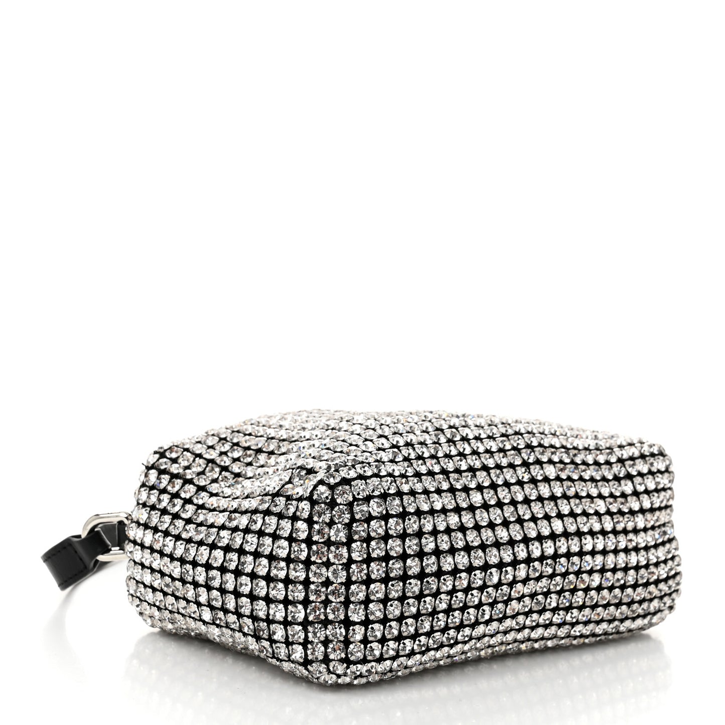 Mesh Crystal Rhinestone Mini Heiress Pouch Black Silver