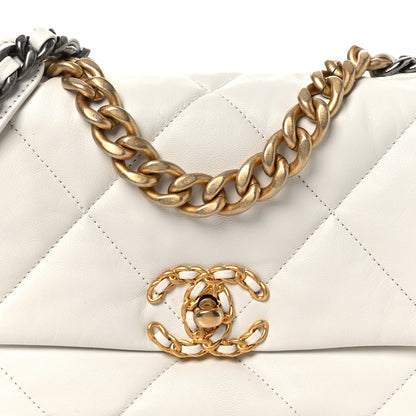 Chanel Goatskin Quilted Medium Chanel 19 Flap White 8 of 12