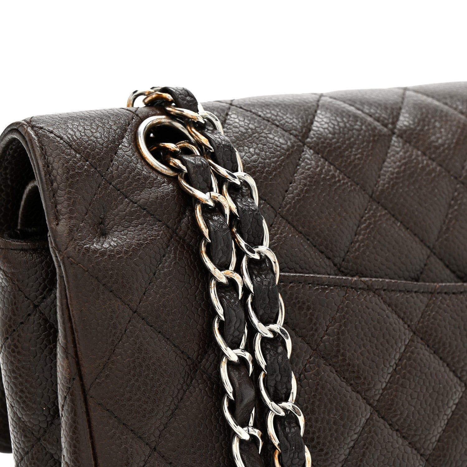 Chanel Caviar Quilted Medium Double Flap Brown 29 of 33