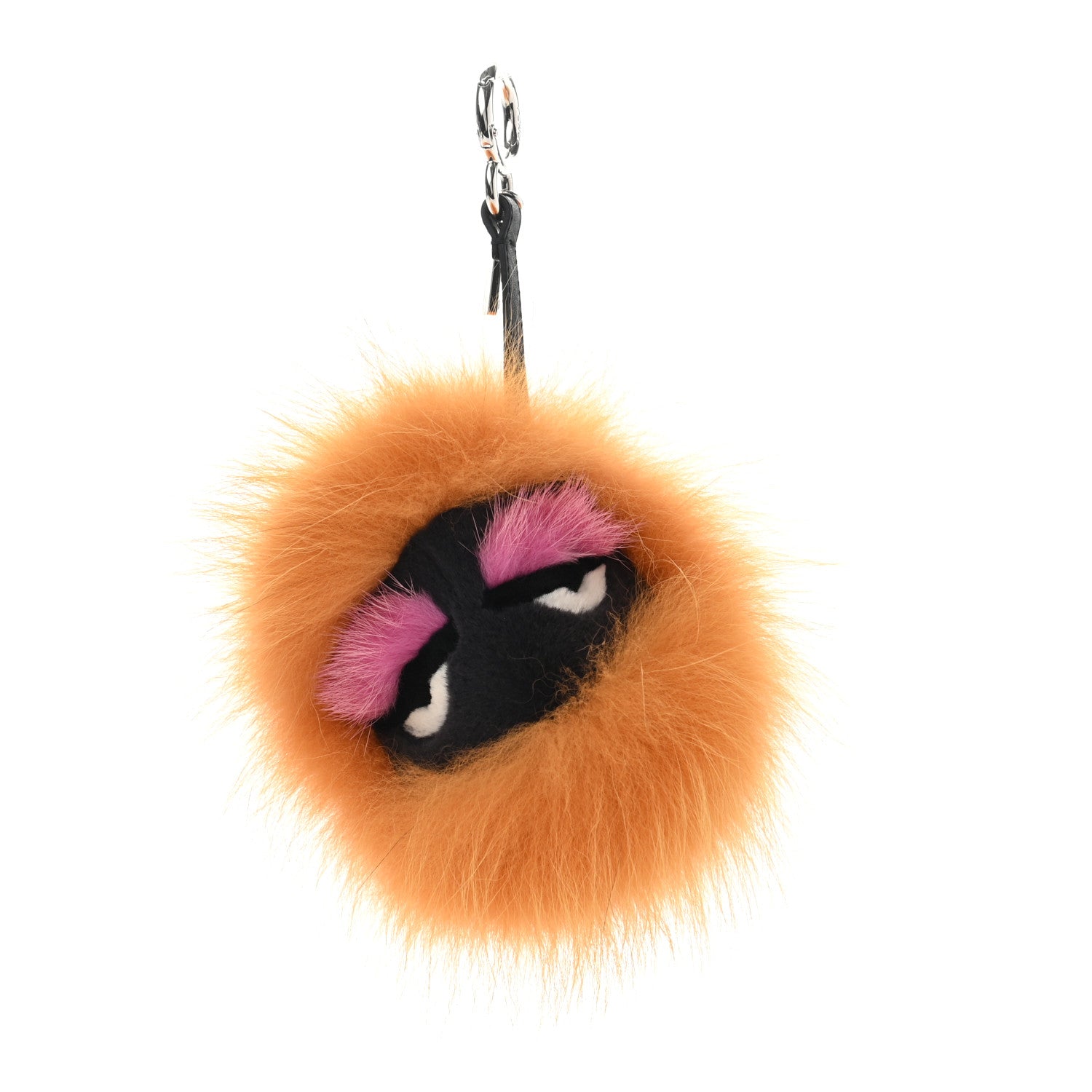 Fendi Fox Mink Rabbit Fur Vitello Flamingo Monster Bag Bug Charm Honey Black Multicolor 1 of 4