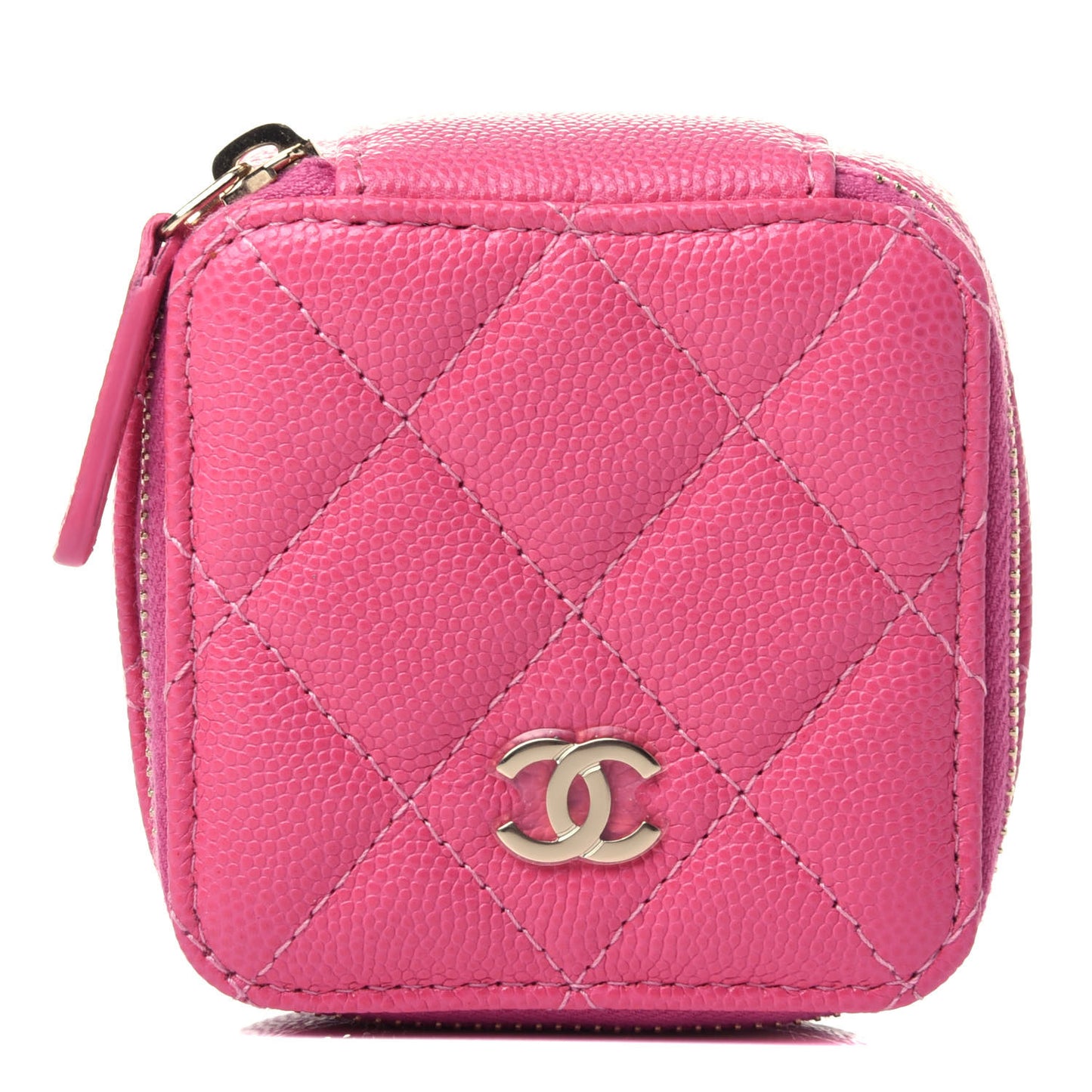 Caviar Quilted Jewelry Travel Case Pink
