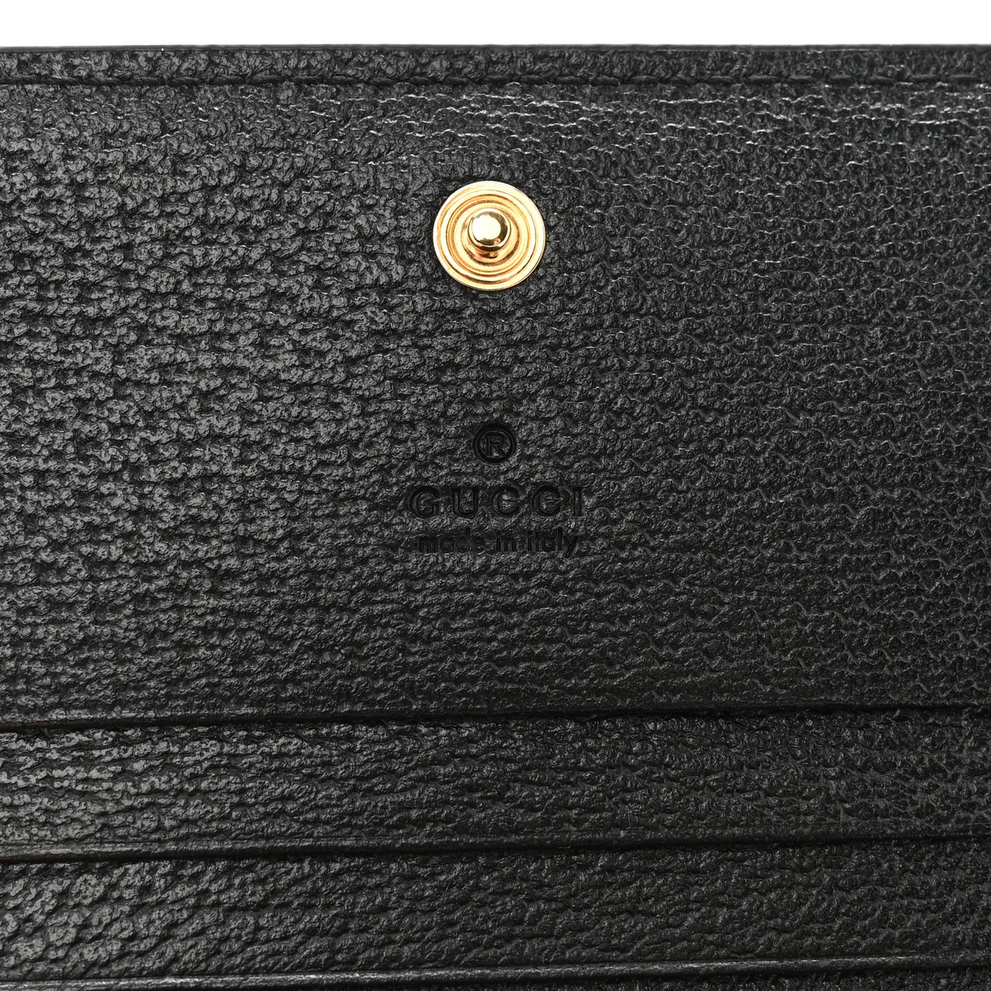 Textured Dollar Calfskin Berry Print GG Marmont Card Case Black Light Copper