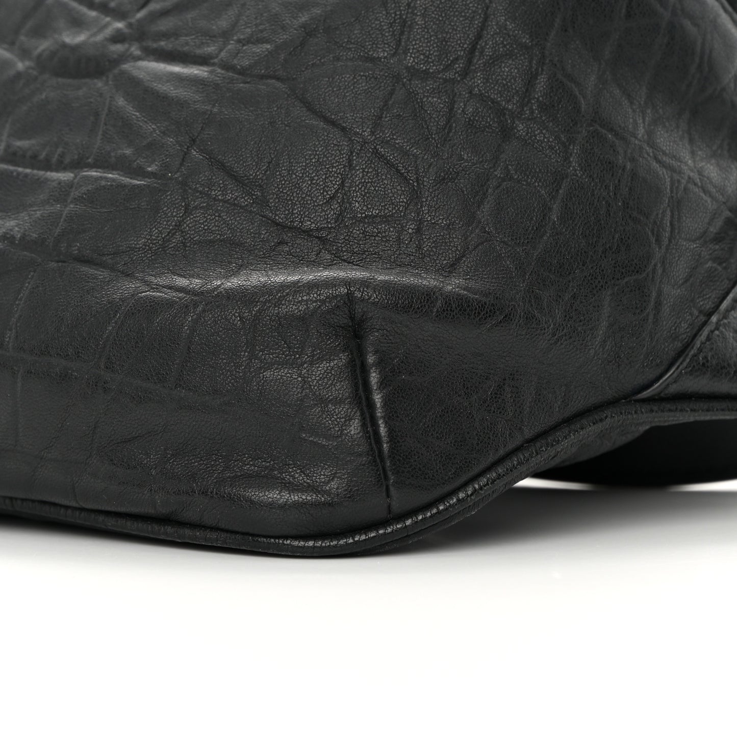 Calfskin Crocodile Embossed Monogram Belt Bag Black