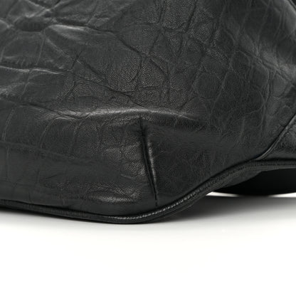 Saint Laurent Calfskin Crocodile Embossed Monogram Belt Bag Black 10 of 13