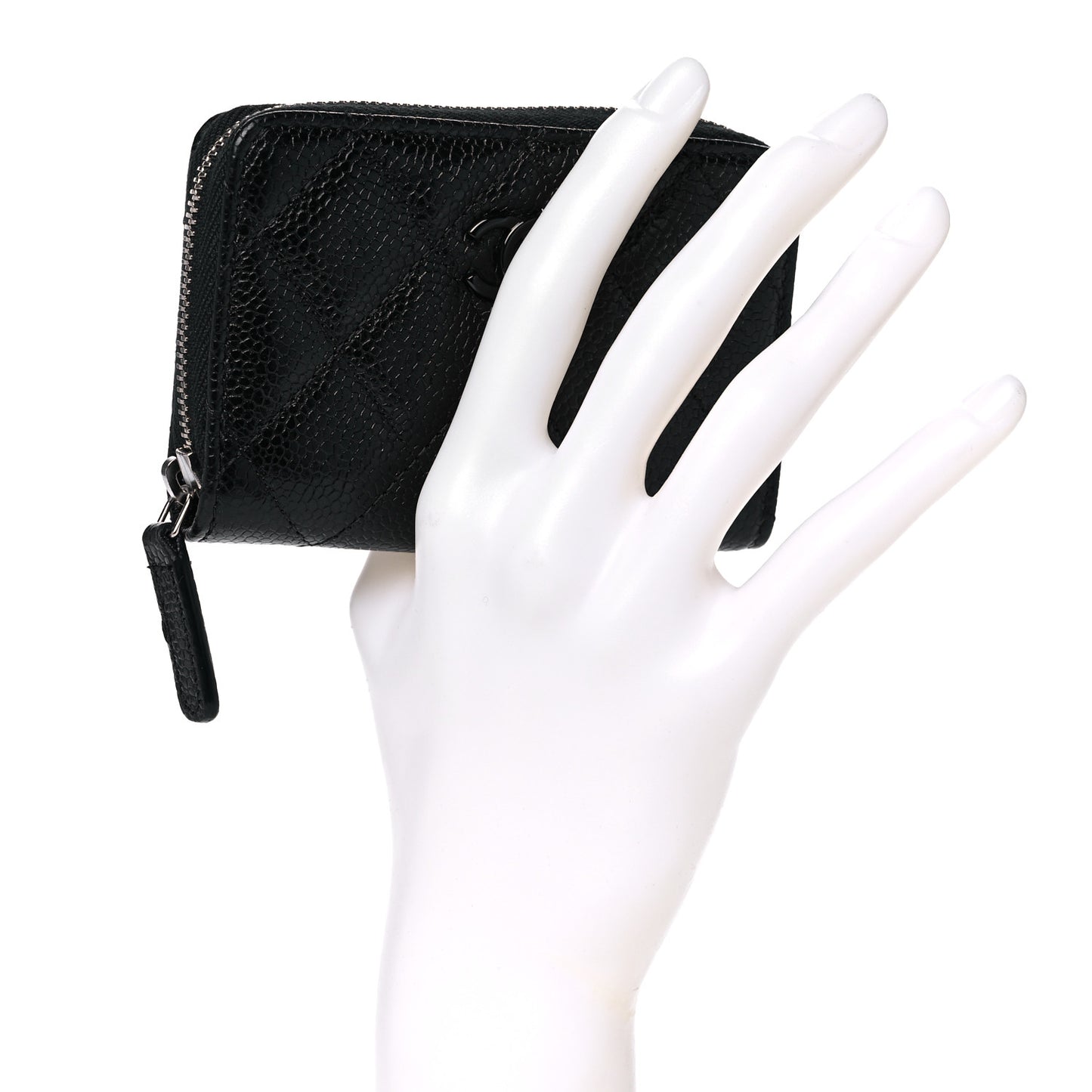 Caviar Quilted Zip Coin Purse Black