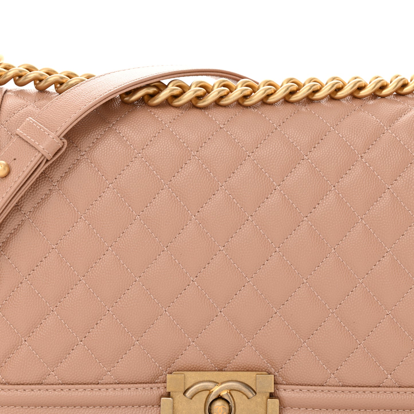 Caviar Quilted New Medium Boy Flap Beige