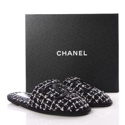 Chanel Tweed CC Flat Mules S Black 9 of 10