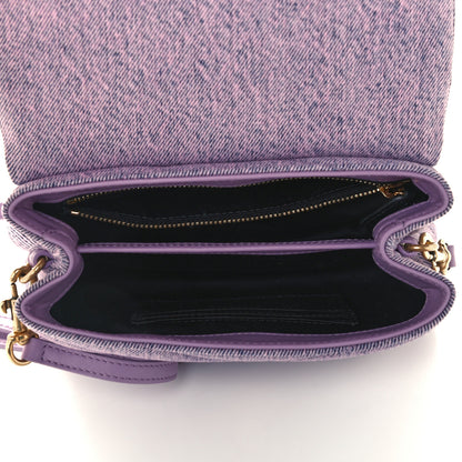 Saint Laurent Denim Y Quilted Monogram Toy Loulou Crossbody Bag Bleached Lilac 5 of 12