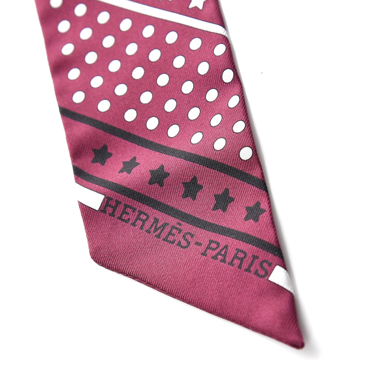 Silk Les Flacons Bandana Twilly Prune Black White