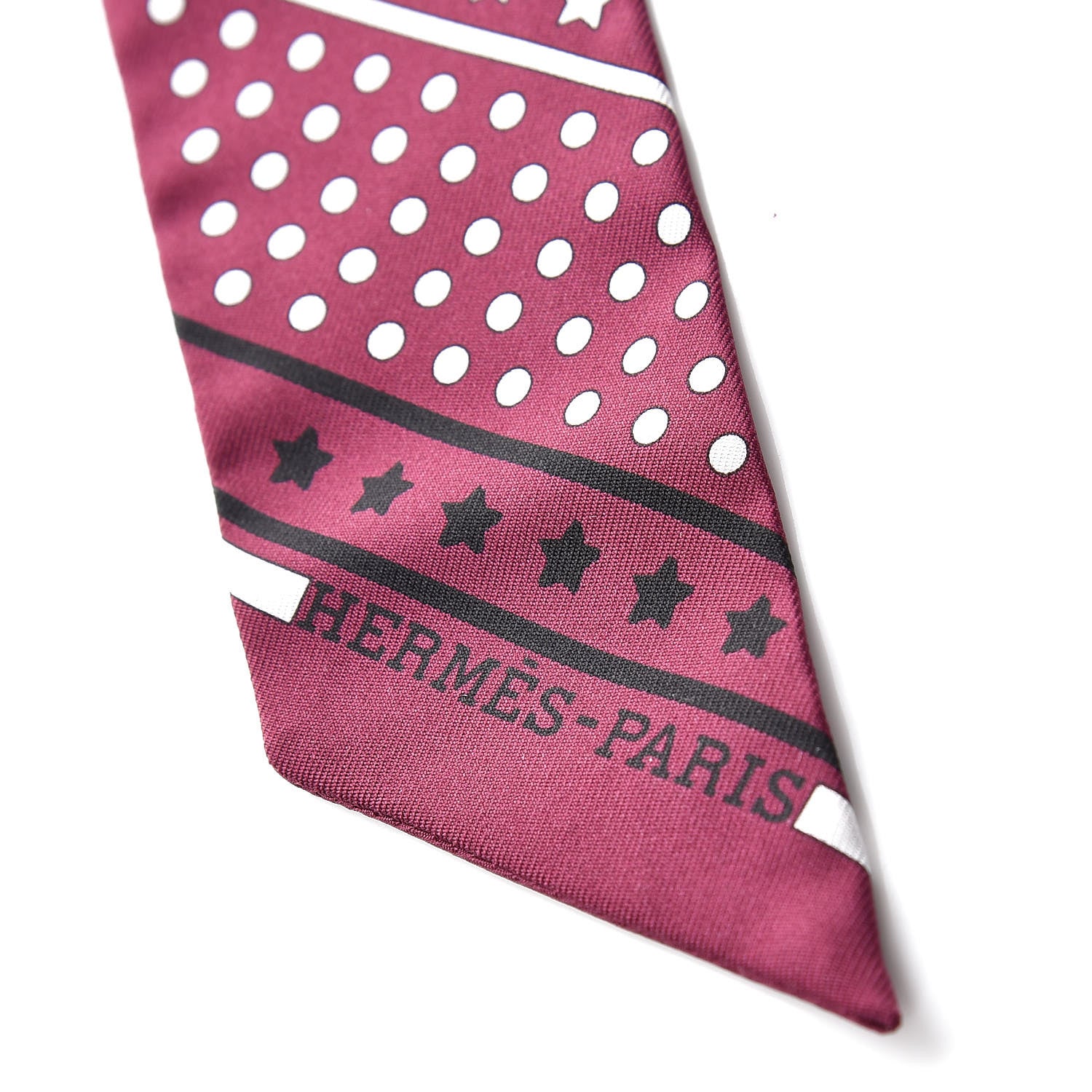 Hermes Silk Les Flacons Bandana Twilly Prune Black White 3 of 5