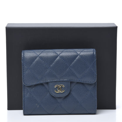 Chanel Caviar Quilted Compact Flap Wallet Navy 9 of 9