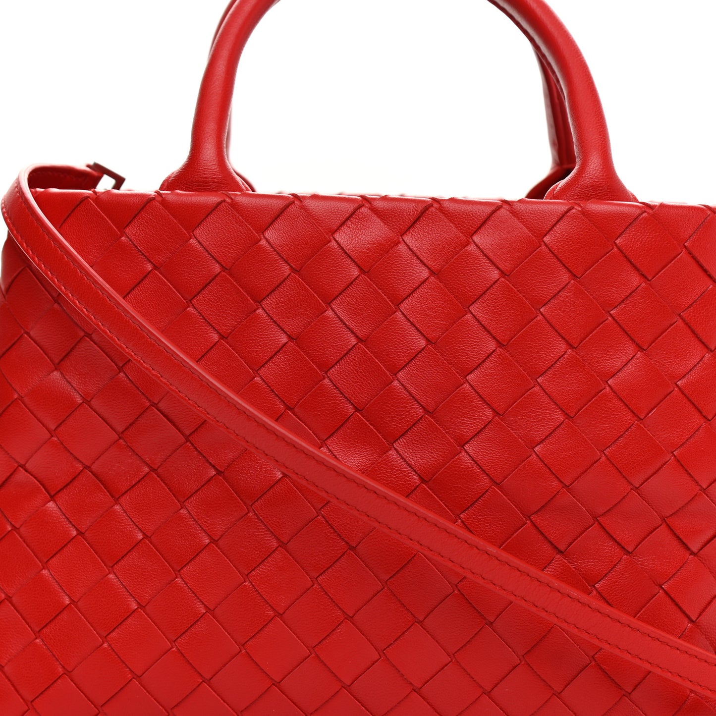 Nappa Intrecciato New Roma Tote Red