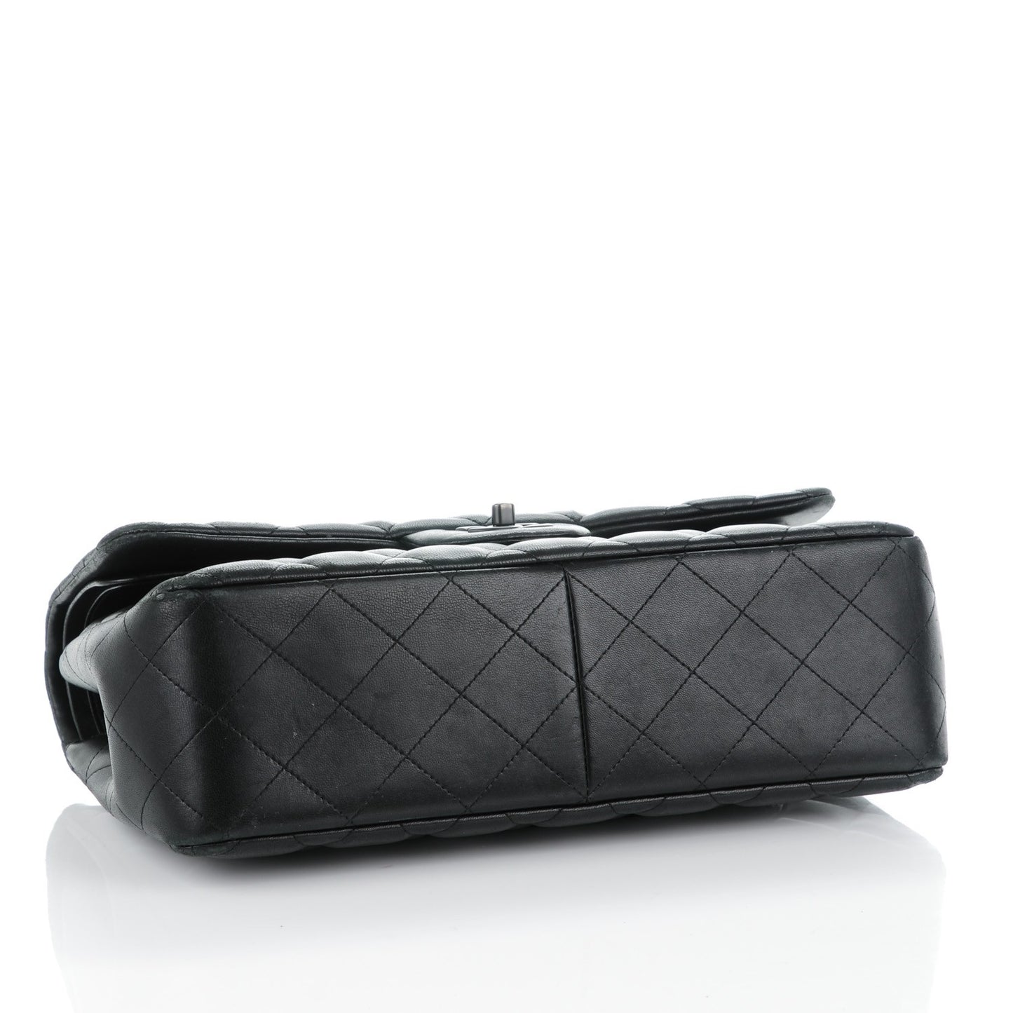 Lambskin Quilted Jumbo Double Flap So Black