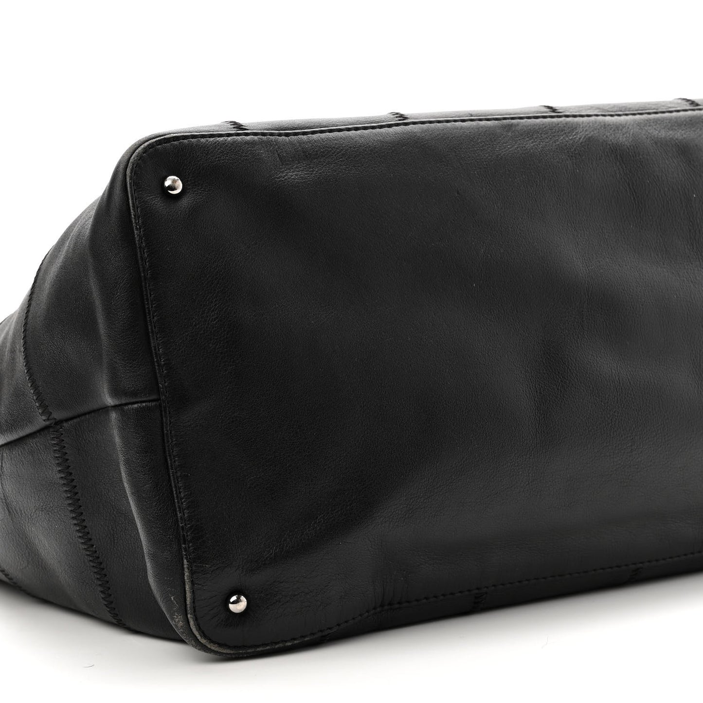 Calfskin Square Stitched Tassel Bag Black