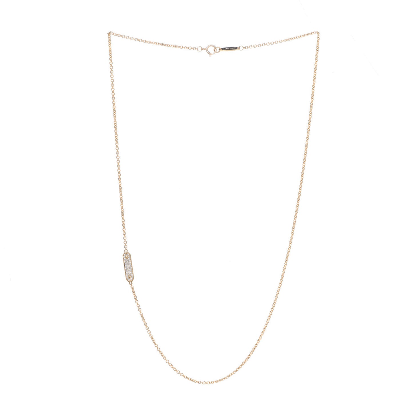 18K Yellow Gold Diamond Tag Chain Necklace