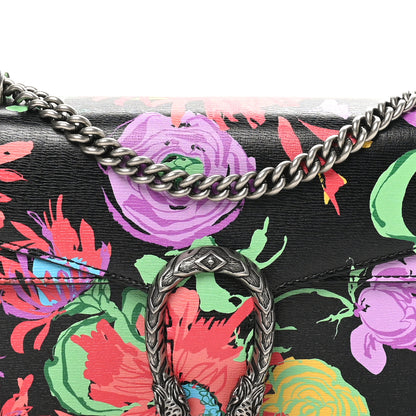 Gucci New Shangai Calfskin Jenny Floral Print Small Dionysus Shoulder Bag Black Pink 8 of 10